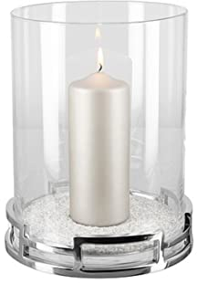 Fink - Windlicht, Kerzenhalter - Hommage - Glas, Edelstahl - Farbe: Silber - (ØxH) 23 x 31 cm