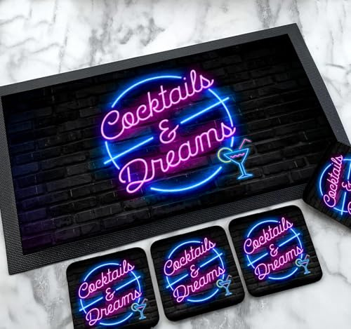Cocktails & Dreams Bar-Matte | Untersetzer | individuelles Bar-Zubehör, Geschenk, Cocktail-Bar-Läufer