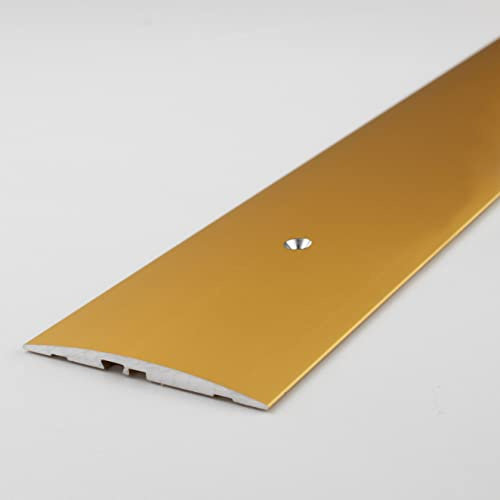PROVISTON | Övergångsprofil | Aluminiumanodiserad | Guld -färgad | Bredd 60 mm | Höjd 4 mm | Längd 1000 mm | Borrade på sidan | Övergångsskena | Övergångsfält | Jordprofil | Omslagstång | 1 del