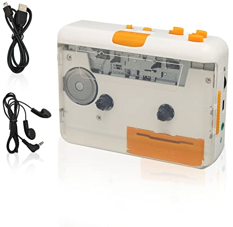 Annadue Kassettenspieler, USB-Kassettenkonverter, Plug-and-Play-Unterstützung, Tragbarer MP3-Musikkassettenspieler mit Kopfhörer, Kompatibel für Laptop/Computer Pod PC