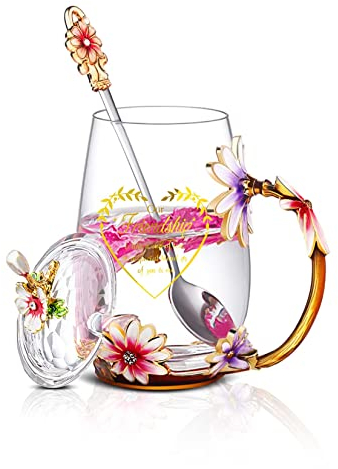 Luka Tech Friendship Gifts for Women,Friend Gifts for Women,Lovely Flower Tea Cup Coffee Mug Birthday Gifts for Friend, Female, Corworker, Bestie