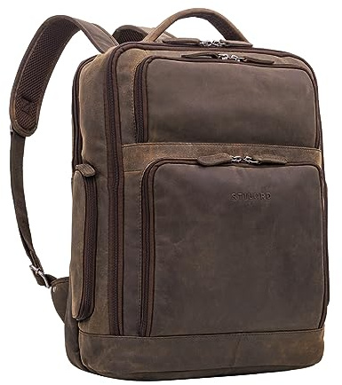 STILORD Jayden Men's Leather Business Backpack – Large Vintage Laptop Daypack with 15–17 Inch Laptop Compartment – A4 Size – Trolley Sleeve – Office, University, Travel Colour:Colorado - Brown