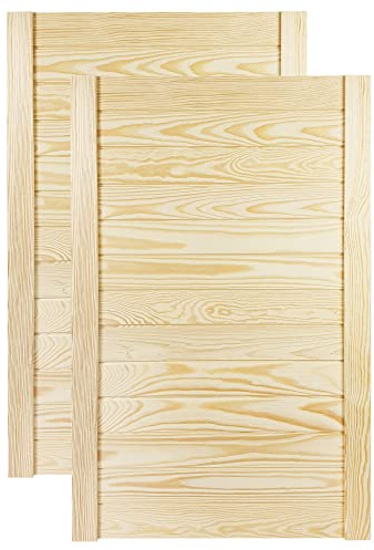 DecoMeister Lamellentüren Holz 2er Pack 494x766 mm | Holztür aus massiver Kiefer mit fühlbarer Struktur | Möbelfronten für individuelle Renovierung | Lamellentür für Schrank oder Garderobe | Natur