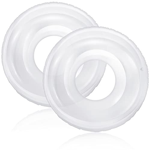 Junkin 2 Pcs Clear Pool Ring Float 43'' White Engagement Ring Pool Floats Bachelorette Aesthetic Inflatable Transparent Swimming Tube for Swimming Party Photo Shoot Beach(Round Shape)