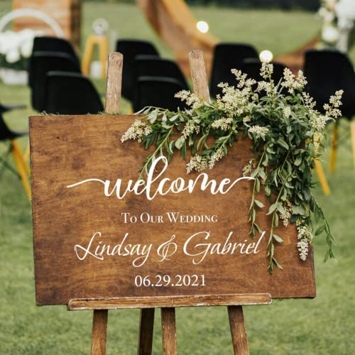 ISR Willkommensschild Hochzeit personalisiert-willkommen zu unserer Hochzeit Schild-Aufkleber Hochzeit personalisiert-Welcome Sign (98x57cm)