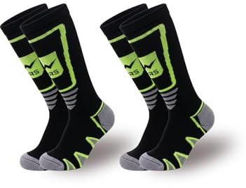 PRS Calze da Sci Uomo Termiche, Confortevoli, Ergonomiche, Termocotone, Calza da Montagna e Snowboard, 2 Paia Nero