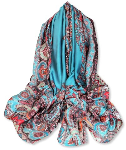 LumiSyne Seidenschal Damen Ölgemälde Blume Gedruckt Baum Muster Bunte Künstlerisch Stil Damen Seidentuch Lange Große Schals Leicht Warme Halstücher Stola Sonnencreme Kopftuch Strand Wrap Ganzjährig