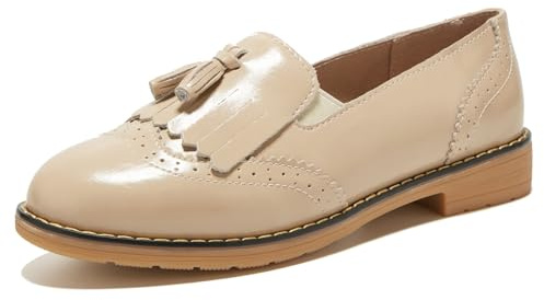 TRULAND Pantofole da donna in pelle – Eleganti mocassini con nappa, scarpe business da donna, talpa, 41.5 EU
