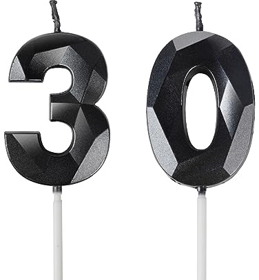 Yiran Kerze zum 30. Geburtstag, Schwarze Kuchenkerze, Happy Cake Topper, Dekoration, Party, Hochzeit, Jahrestag, Feier