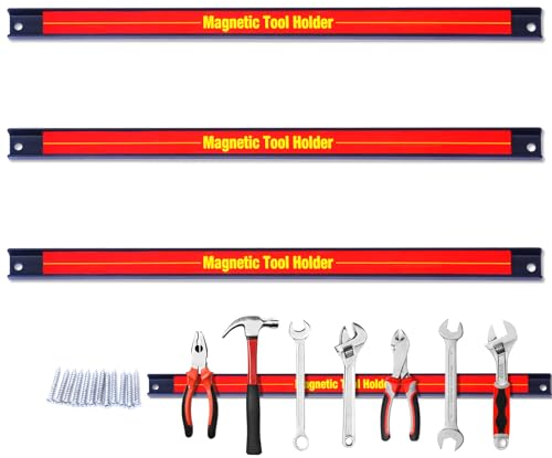 SOARS Barras de Herramientas Magnéticas, 46cm Soporte Magnético para Herramientas, Organizador de Herramienta Magnético, Imanes para Herramientas, Soporte de Pared Magnético Carga 10kg (3)