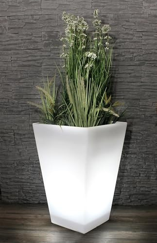 Arnusa Grand Pot de Fleur LED 69,5 x 45 cm éclairé RVB avec télécommande PL409S Pot de Fleur Moderne Batterie et câble d'alimentation intérieur § extérieur