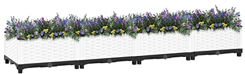 Homgoday Arriate Exterior Grande Jardinera Rectangular Urbano Maceta Arriate Jardinera Arriate de Jardín para Cultivos Verduras Flores en Patio Balcón Terraza 160x40x23 cm Polipropileno Blanco