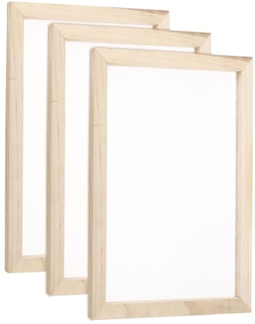 QUARKZMAN 3 Stück Siebdruckrahmen, 11,8x7,9 Zoll Holz mit 160 weißen Maschen für DIY-Siebdruckprojekte