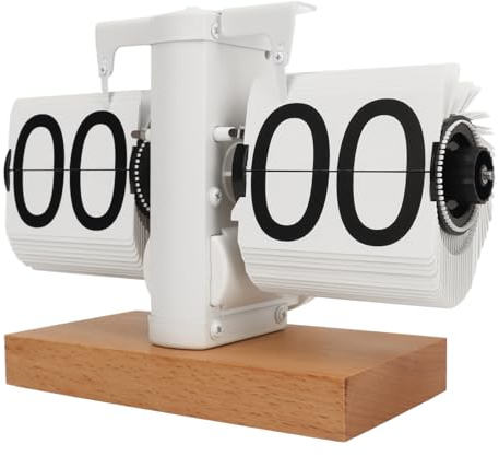Ejoyous Digitale Flip-Down-Uhr Retro Minimalist Flip Desk Clock Großen Zahlen Mechanischer Klappuhr mit Holzsockel 24H Kleine Schreibtischuhr für Zuhause Büro