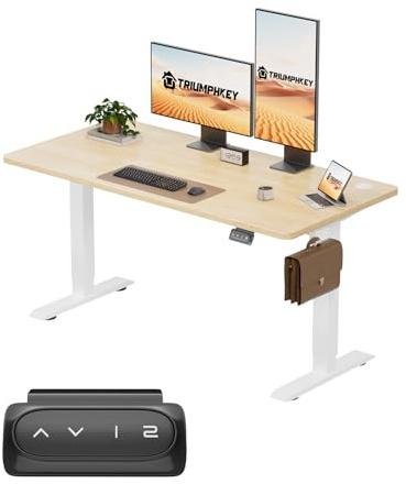 TRIUMPHKEY Bureau Assis Debout 140 x 60 cm, Gris