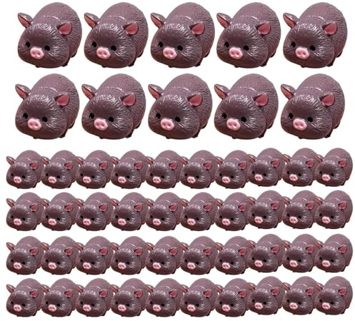 Aznever -Schwein-Gartendekoration, süßes -Schwein,Miniatur-Schweinfiguren aus Harz | 50 Stück Schwarze Schwein-Figuren, Spielzeug für Zuhause, Zubehör, für Feengarten, Moos-Landschaft,