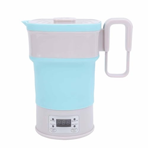 Bouilloire électrique Pliable, 800Ml 110V 220V Double Tension Bouilloire de Voyage Pliable, Petite Bouilloire électrique avec Poignée Télescopique et Panneau (Prise UE 100 à 240V)