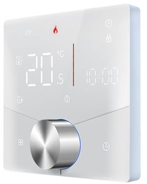 Minco Home Wireless Matter WLAN-Fußbodenheizungs-Thermostat-Knopf, Betriebstemperaturregler, unterstützt Apple HomeKit, Google Assistant, Amazon Alexa (weiß, 5 A Gaskesselheizung)