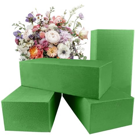 HXJDAM 4 Stück Blumensteckschaum, Steckmasse für frischblumen 22.5x10.5x7cm, Nasssteckschaum Steckschwamm für Blumen, Steckschaum für Blumen, Kunstblumen, Basteln, Feiern