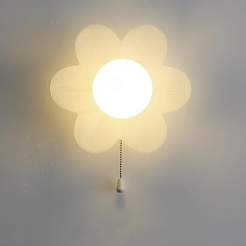 AoLa Kinderzimmer Wandleuchte lnnen Mit Schalter Wandlampe Modern G9 Kreative Blume Glas Lampeschirm Nachttischleuchte Jungen Mädchen Zimmer Mini Karikatur Nachtlicht für Schlafzimmer