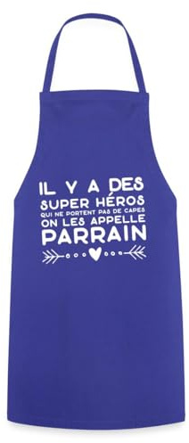 Spreadshirt Super Héros Sans Cape Parrain - Humour Meilleur Parrain Tablier Cuisine, taille unique, bleu royal