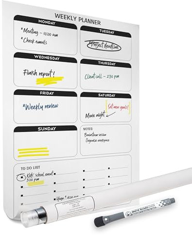 LWP Transparent Weekly Planner Family Calendar for Fridge, Wall & Stick on Any Surface - 56x85 Reusable Static Weekly Wall Planner for Home, Office, School with 1 Whiteboard Marker with Eraser