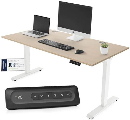 Yaasa Desk Essential 160x80cm,Schreibtisch elektrisch höhenverstellbar,Büro | Elektrisch höhenverstellbarer Schreibtisch für Büro, Automatikfahrt, verschiedene Größe und Farben, 5 Jahre Garantie
