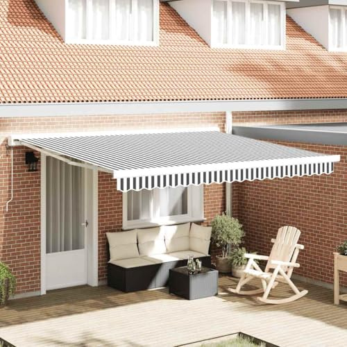 Tenda da Sole Retrattile Elettrica, Antracite e Bianca 4x3m, Tessuto Poliestere con Rivestimento PU, Struttura in Alluminio, per Terrazza Balcone Giardino, 400 x 300 cm