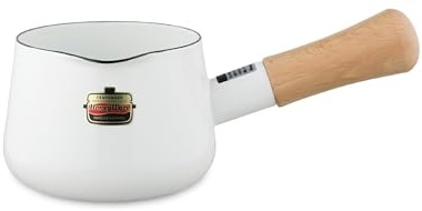FUJIHORO JAPAN Milk Pan | Ideal for Warming Milk & Sauces | 4.7 inches (12 cm), White | 0.79 Quarts | Durable Kitchenware Enamel, PFAS-Free, Japanese Design & Craftsmanship