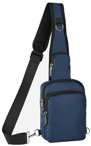 BROADREAM Small Sling Cross Body Chest Bag Shoulder Bags for Men Women,Water Resistant Crossbody Man Bag with Zipper Lock & RFID Blocking