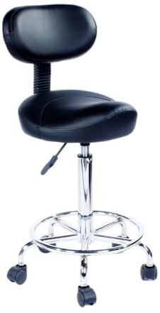 JAVPTAV Chaise Selle hydraulique avec Dossier, Structure en métal Robuste, Tabouret pivotant réglable for Artistes et coiffeurs(Black)