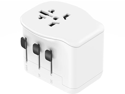 Simon – Adaptador de Viaje Universal, 3 USB (2X USB-C + 1x USB-A) 65W, Compatible en +200 Países, Carga Súper Rápida, Portátiles y Dispositivos Móviles, Bolsa de Viaje, Color Negro