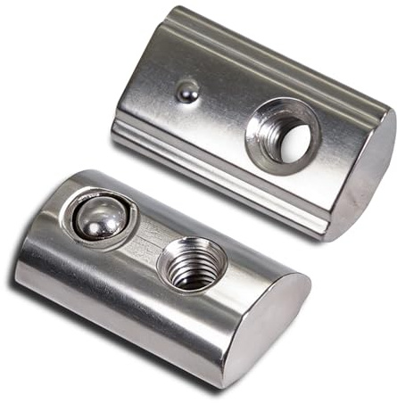 KINETOX 70 stycken spårstenar M3 T-spårsten med fjäderkula 20-serien förnicklat kolstål, insats, glidmutter lämplig för aluminiumprofiler, 3D-skrivare, CNC-montering och gör-det-själv-projekt