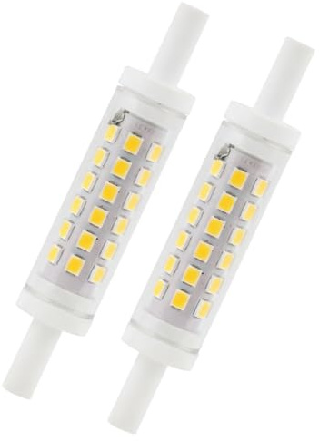 Cateye 2Pcs R7s LED Bulb 78mm Dimmable 5W Warm White 3000K, Linear J78 Double Ended Floodlight, R7s LED Halogen Replacement Bulbs, 78mm Security Light Bulb for Ceiling Uplighter Reading Lamp