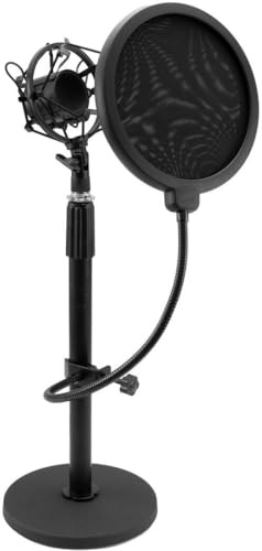 OMNITRONIC MSP-1 Support de microphone avec araignée et filtre anti-pop