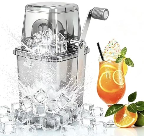 Iskrossare manuell handkran, rostfritt stål mini israkapparat med halkfri bas, 1,25 L genomskinlig kvarn för cocktail, slush, iskaffe, sommar