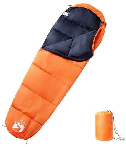 Ordellia Mumie-sovsäck för vuxna 190T polyester, 193 x 64 cm, 1 200 g, 3 säsonger för camping, vandring, vandring, utomhus och tält, med huva, dragkedja, packpåse