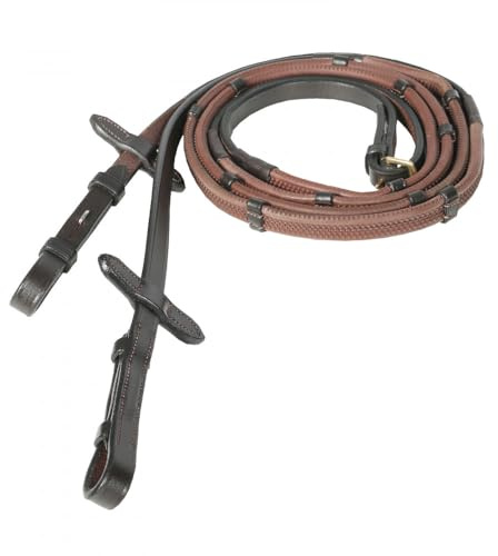 HORZE Soft Grip Gummizügel mit Stegen, Braun, P
