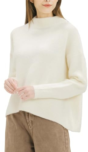 Cable Stitch Women's Funnel Neck Cozy Sweater Jumper Medium Winter White