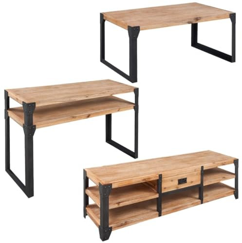 vidaXL 3-TLG. Wohnzimmermöbel-Set TV-Tisch Konsolentisch Möbel Massivholz Akazie