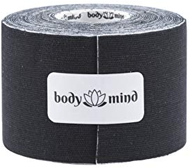 Body & Mind® Kinesiologie-Tape Bandage Sport-Tape; 5 Meter, antiallergen & wasserfest, medizinische, flexibel & hautfreundlich für Sport, Freizeit, Physiotherapie und Medizin (5 cm, Schwarz)