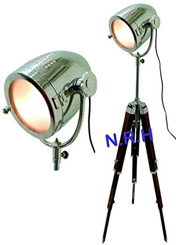 Trépied de style rétro lampe de sol projecteur marin projecteur trépied en bois