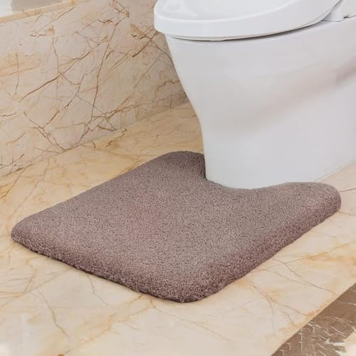 VANZAVANZU WC Vorleger mit Ausschnitt rutschfest Teppich Verdickt Klovorleger Weich Stand Toilette Badteppich - 50 x 60cm (Taupe)