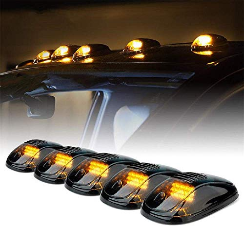 Riloer 5 Pcs Cabine Feux de toit, 12 LEDs Ambre à l'intérieur de chaque lumière, feux de position de cabine de toit Compatible avec Dodge Ram 1500 2500 3500 4500 2003-2019