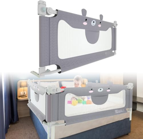 LARS360 Bettgitter Kinder Rausfallschutz Bett höhenverstellbar 200cm | Mit Atmungsaktivem Netz und Praktischer Aufbewahrungstasche, Klappbares Design, Für Kinderbetten und Familienbetten Geeignet