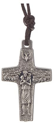 Collana Croce Papa Francesco Metallo 2,8x1,8 cm con Corda