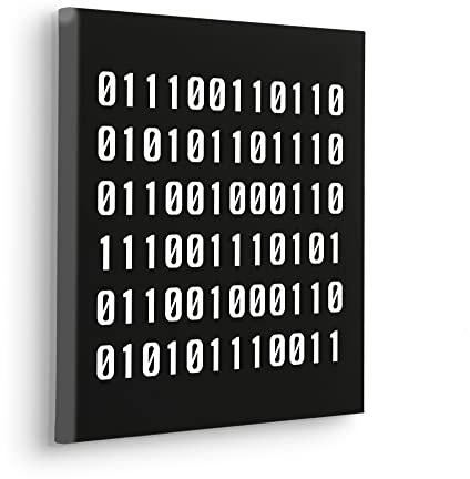 Komar Stretcher Frame Picture in Real Wood Frame - Typo Naughty Binary - Size 40 x 40 cm - Wall Picture, Art Print, Wall Decoration, Design, Living Room, Bedroom