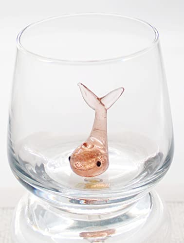 3D-Trinkglasbecher mit niedlichem Tier innen, handgefertigte Glas-Tierfigur, stielloses Glas für Wasser, Wein, Milch, Getränke, 345 ml