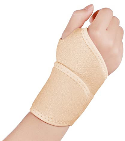 Protège Poignet Support Poignet Bandage Protection de Poignets Orthèse élastique de Poignet pour Arthrite, Tendinite, Fitness, Badminton, Tennis Pour Mains Gauche et Droite 1 pièces (beige)