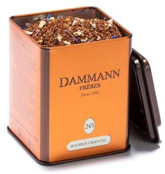 Dammann Frères | Rooibos Aromi Orientali | Infuso di Bergamotto, Frutto Passione - 100 Gr | Tè Rosso Sudafrica Sfuso | Senza Caffeina in Lattina